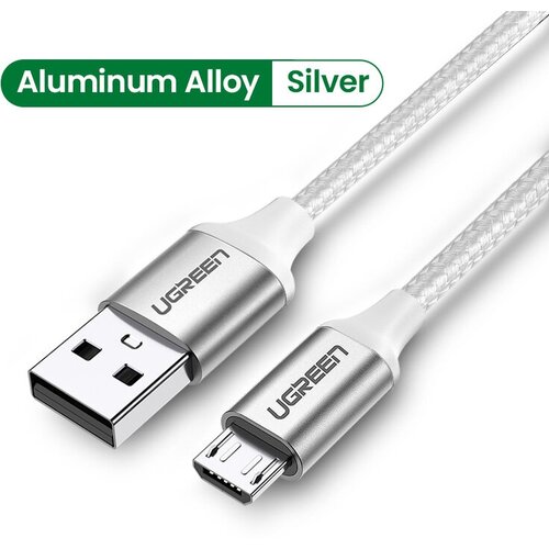 Кабель UGREEN US290 (60151) USB 2.0 A to Micro USB Cable Nickel Plating Alu Braid. Длина: 1м. Цвет: серебристый кабель ugreen us288 60409 usb a 2 0 to usb c cable nickel plating aluminum braid длина 3м цвет серебристый