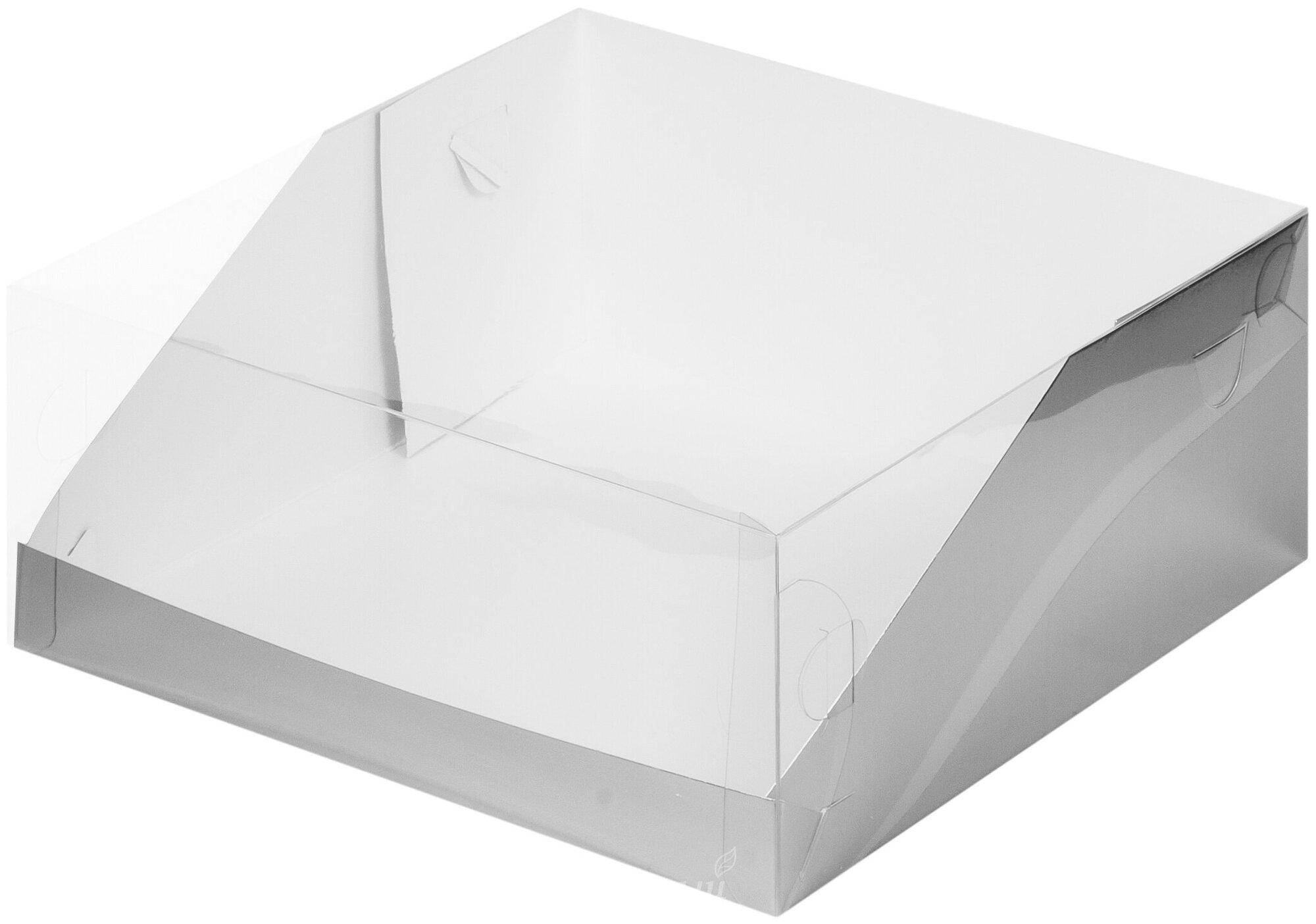 Упаковка для торта на 15 кг. 235х235х10 с прозрачной крышкой Серебро Премиум