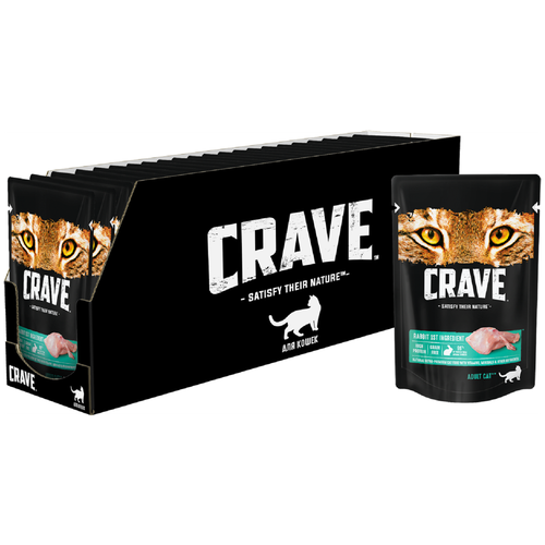 корм для кошек Crave беззерновой, кролик 30 шт. х 70 г (кусочки в желе)