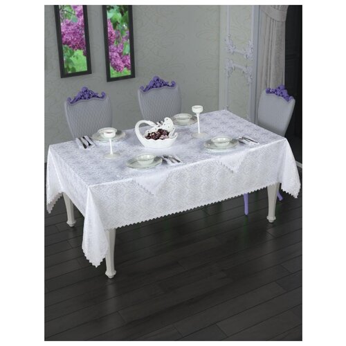 фото Скатерть do&co (8 салф.) менекси, белый ; размер:160 х 220 do & co