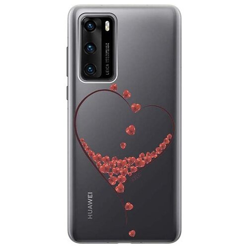 Ультратонкий силиконовый чехол-накладка для Huawei P40 с 3D принтом Little hearts ультратонкий силиконовый чехол накладка для huawei p40 lite с 3d принтом little hearts