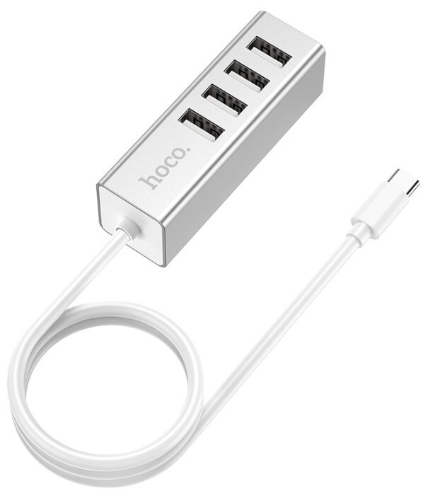 Хаб Hoco HB1 Line Machine USB to 4xUSB - Серебристый