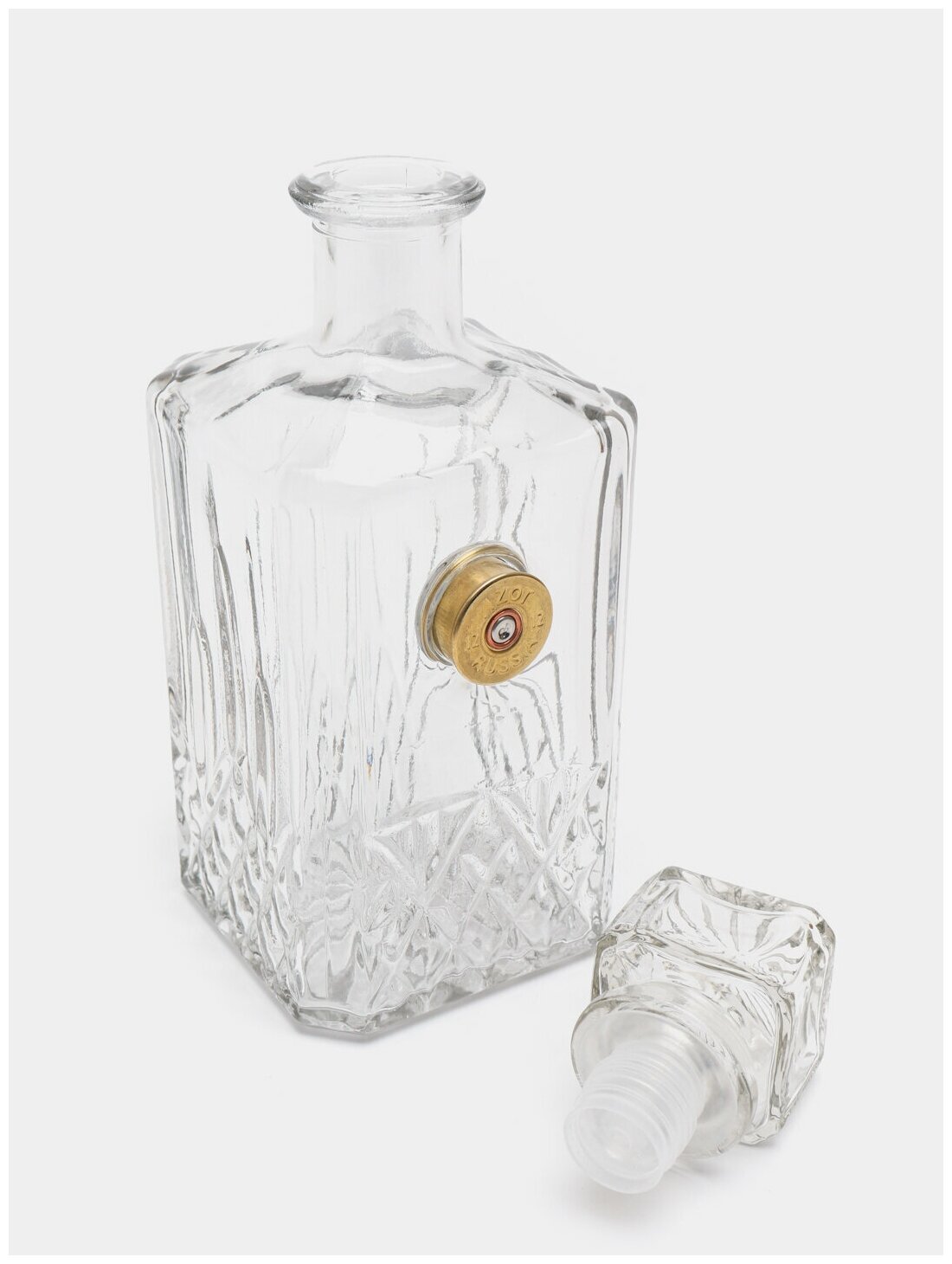 фото Штоф охотник с гильзой 12 калибра 500 мл графин стекло с пулей