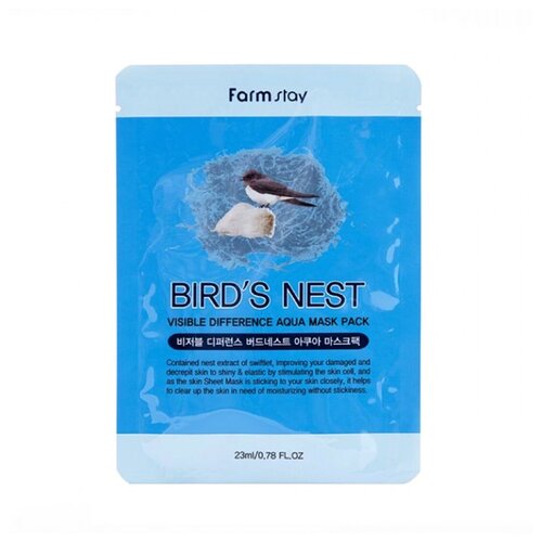 FarmStay Тканевая маска для лица с экстрактом ласточкиного гнезда Visible Difference Bird's Nest Aqua Mask Pack