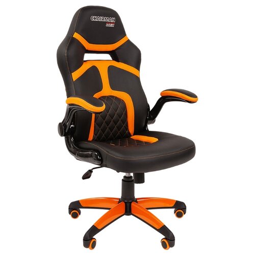 фото Компьютерное кресло chairman game 18 игровое, обивка: кож/зам/ткань, цвет: черный/оранжевый