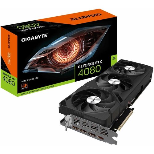 Видеокарта Gigabyte RTX4080 GAMING 16GB WINDFORCE GDDR6X 256-bit DPx3 HDMI GV-N4080WF3-16GD 14411500₽