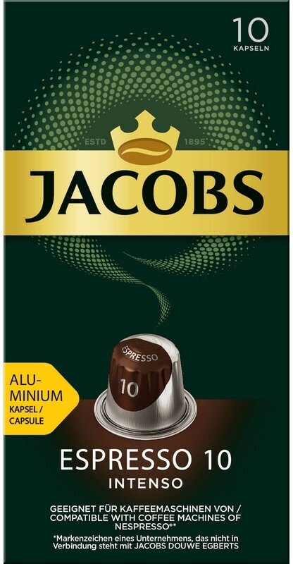 Кофе в капсулах JACOBS Espresso 10 Intenso, 10x5г/уп, 1155684 - фотография № 1