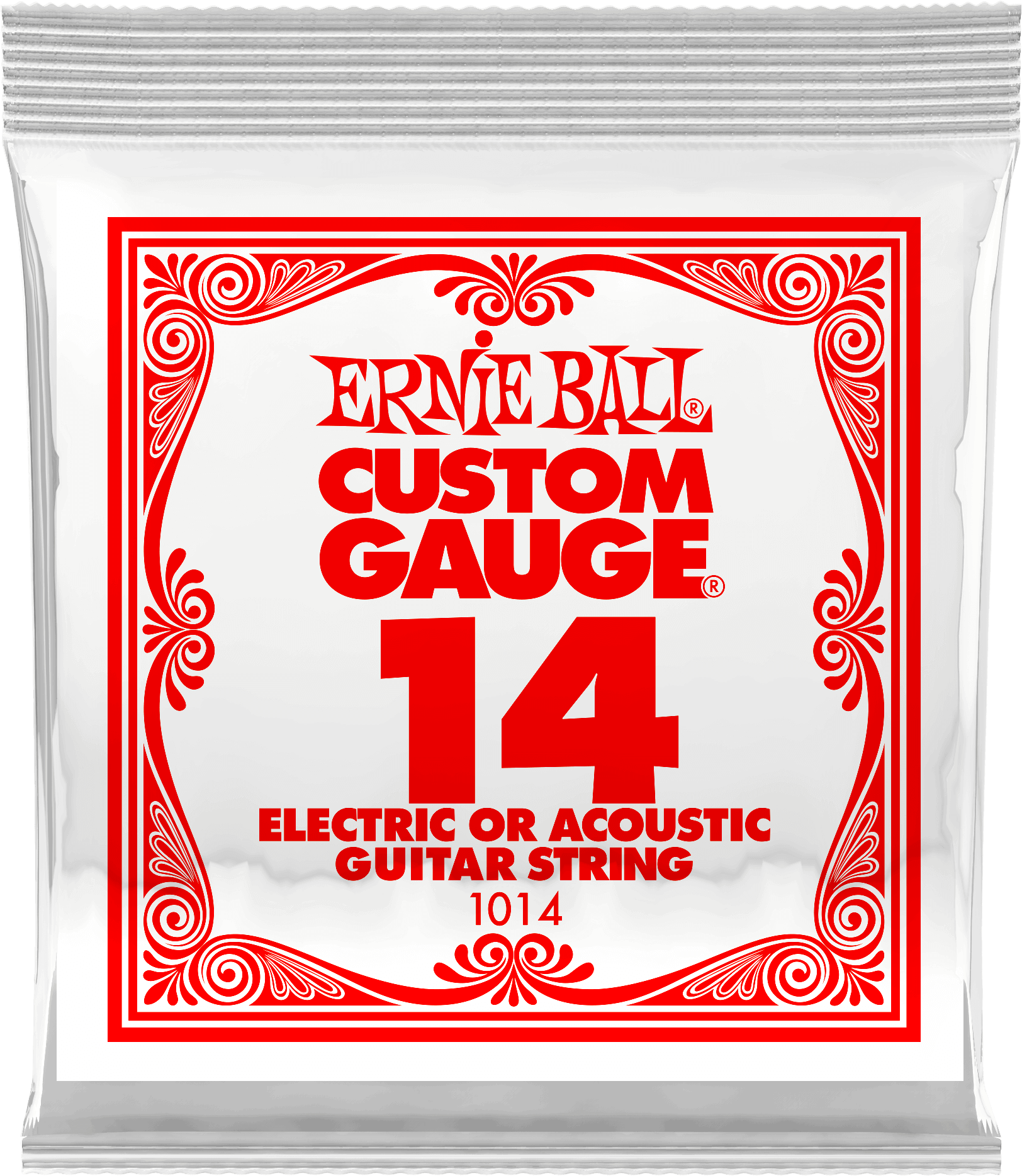 Струна для акустической и электрогитары Ernie Ball P01014 Custom gauge, сталь, калибр 14, Ernie Ball (Эрни Бол)