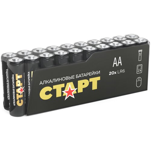 Батарейки алкалиновые старт, типоразмер АА (LR6), блистер 20 шт.