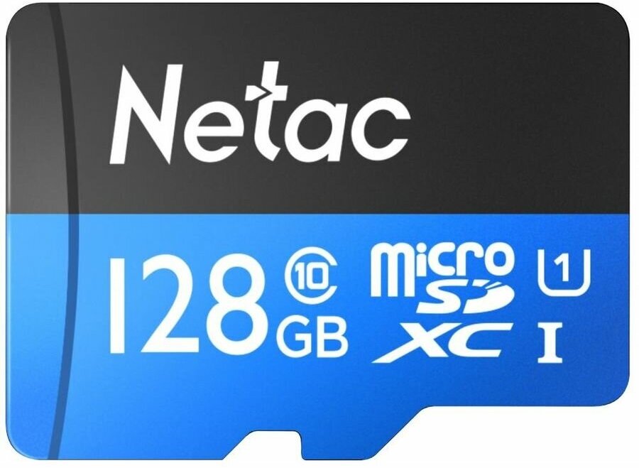 Карта памяти microSDXC UHS-I U1 NETAC P500 128 ГБ, 80 МБ/с, Class 10, NT02P500STN-128G-R, 1 шт, переходник SD