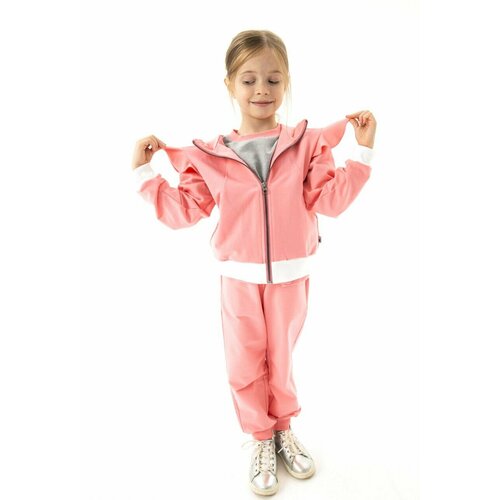 фото Спортивная форма matematika для девочек, толстовка и брюки, размер 146-152, розовый, белый