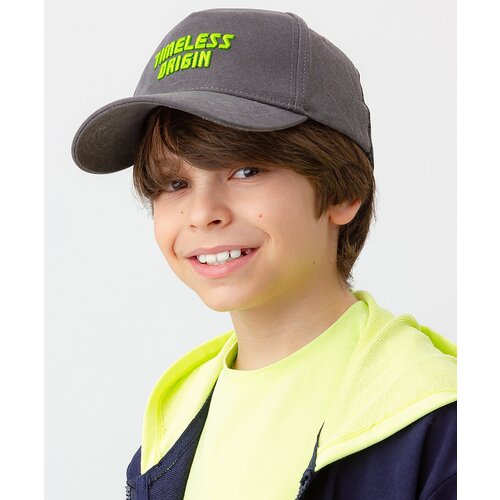 фото Бейсболка серая с принтом button blue, для мальчиков, , размер 54, мод 123bbbjx71010800