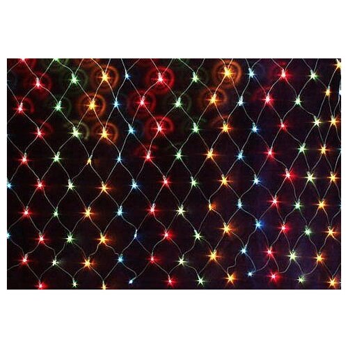 фото Электрогирлянда сетка 160 разноцветных led ламп, 1,8х0,9+0,75 м, контроллер, зеленый провод, snowmen