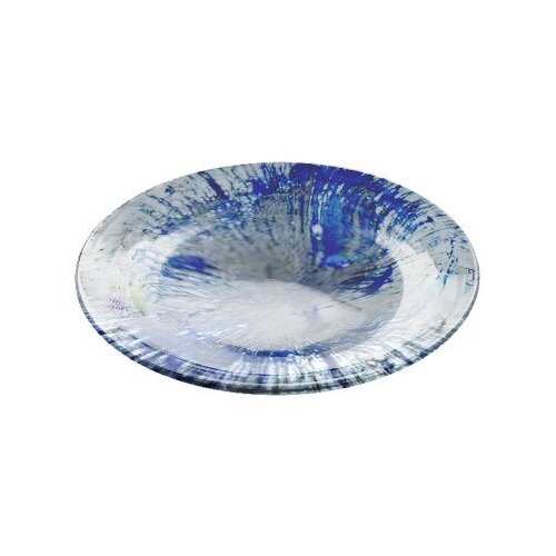 Тарелка Gural Porcelen Splash круглая 26 см., глубокая, фарфор, синий/белый/серый