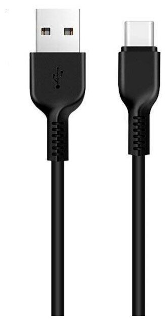 Кабель USB-A - Type-C Hoco / 1 метра / 3A / зарядка и передача данных / черный