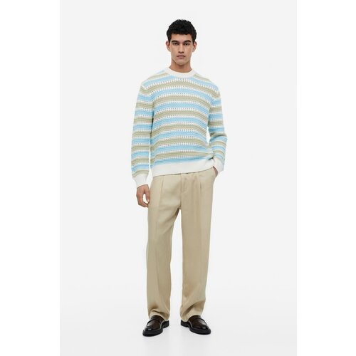 фото Свитер прямого кроя из фактурного трикотажа - светло-синий/разноцветный - m h&m