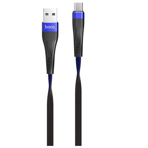 Кабель USB - micro USB 1.2м Hoco U39 Slender - Черный/Синий кабель usb hoco u39 slender для micro usb 2 4а длина 1 2м золотой