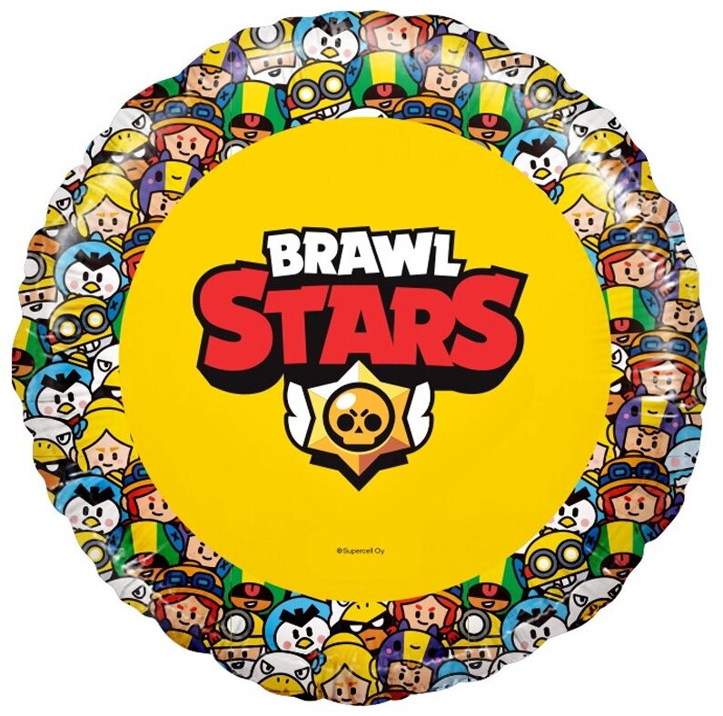 Воздушный шар фольгированный Agura круг Brawl Stars, желтый, 46 см