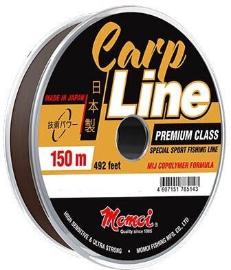 Монофильная леска для рыбалки Momoi Carp Line 0,37 мм, 13 кг, 150 м, коричневая, 1 штука