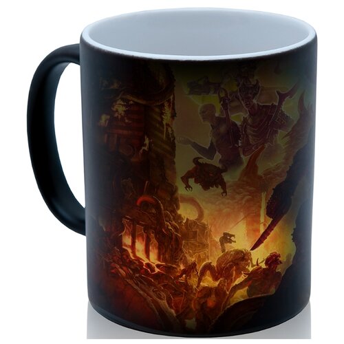 фото Кружка хамелеон по мотивам doom, большие монстры, огонь, недорогой сувенир drabs