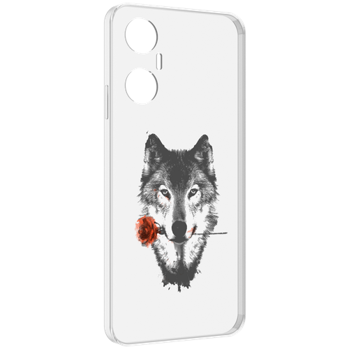 Чехол MyPads волк с розой для Infinix Hot 20 5G задняя-панель-накладка-бампер