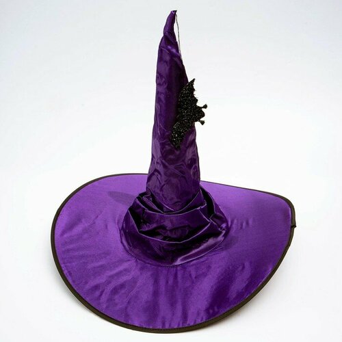 карнавальная шляпа фуражка с пайетками р 56–58 Карнавальная шляпа «Фиолетовая», драпированная, с летучей мышью, р. 56 – 58