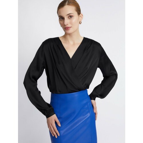 фото Блуза zolla, повседневный стиль, длинный рукав, размер xl, черный