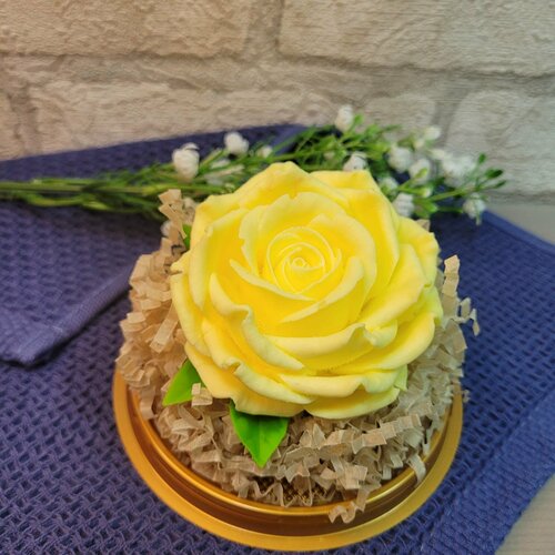 Желтая роза в куполе. Мыло ручной работы мыло ручной работы роза в куполе подарок для девушки мамы бабушки