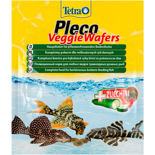 TETRA PLECO SPIRULINA WAFERS корм чипсы для растительноядных донных рыб со спирулиной (15 гр х 10 шт)