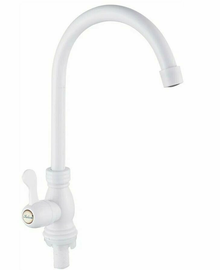 фото Кран для умывальника Эверест В41-337 Белый монолитный на одну воду / моносмеситель