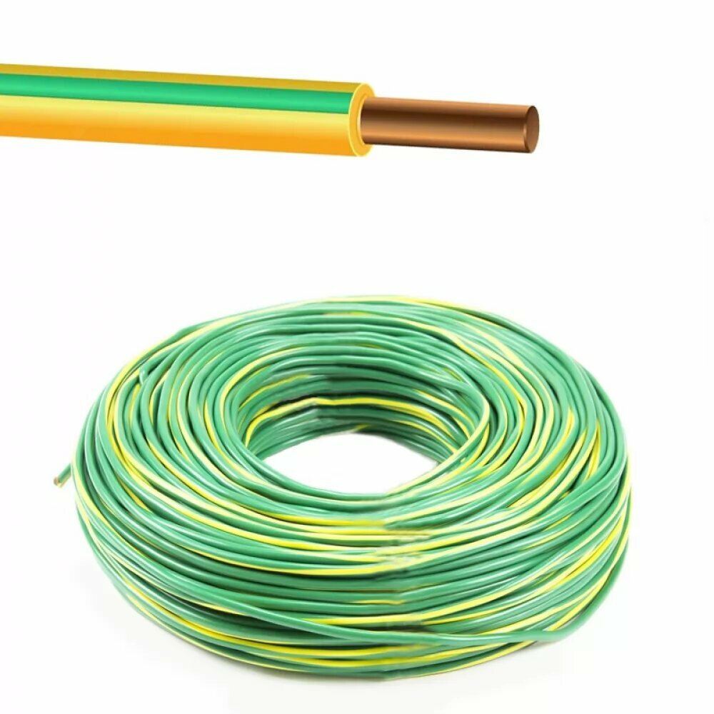 Провод электрический ПуГВ 1х2.5 кв. мм, желто-зеленый, 10 метров - фотография № 1