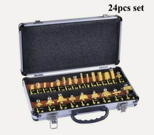 Изображение товара Набор фрез по дереву 24шт. в кейсе, хвостовик 8мм, твердосплавные фрезы