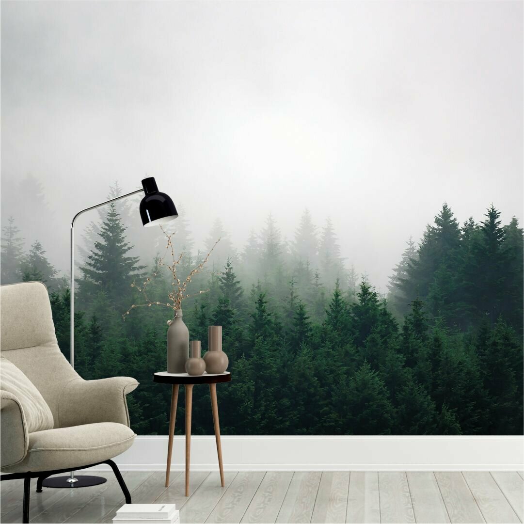 Туманный лес / Флизелиновые фотообои на стену для комнаты: гостиной спальни / 300*270 / - фотография № 2