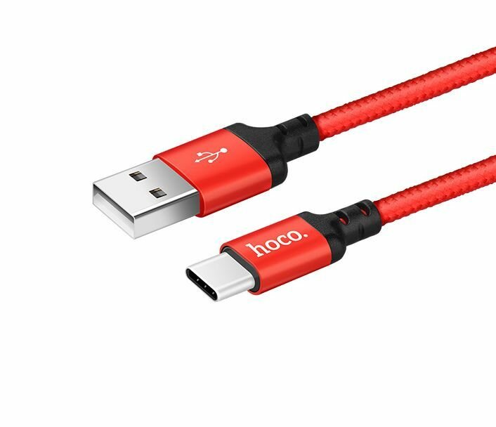 Кабель HOCO X14 USB (m)-Type-C (m), 2 м, красный/черный