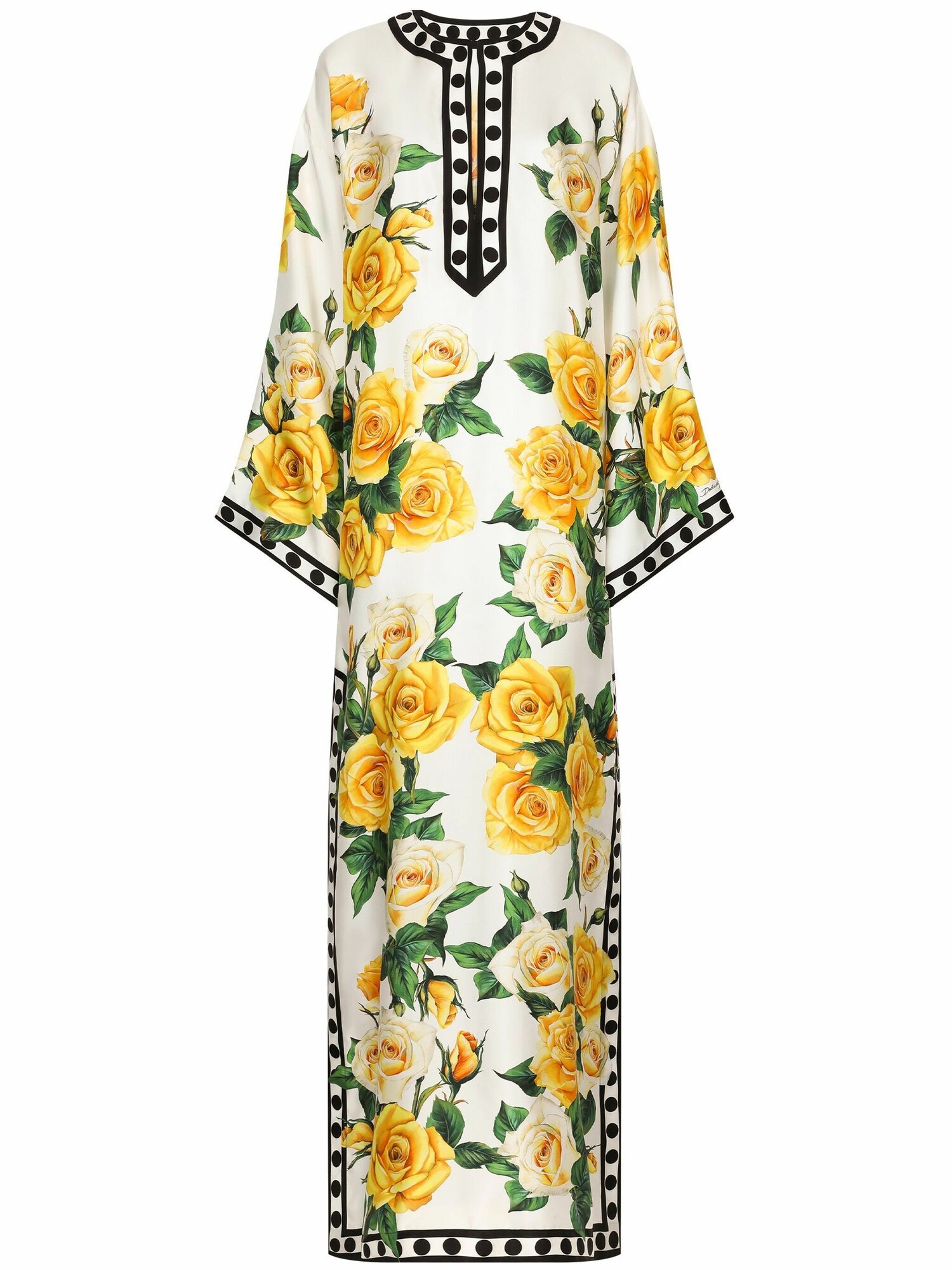 Платье DOLCE & GABBANA Платье макси с цветочным принтом, размер 42, белый