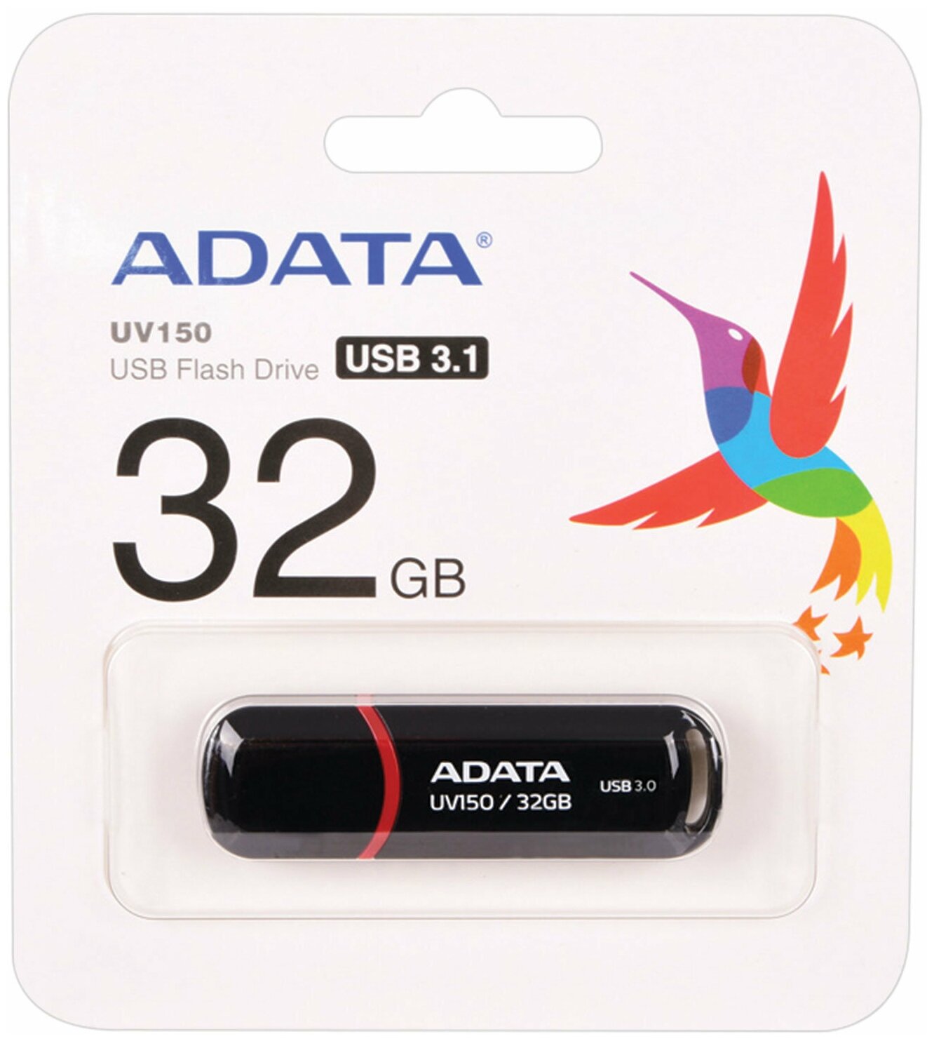 Флеш накопитель 32GB A-DATA UV150, USB 3.2, Черный — фото 1