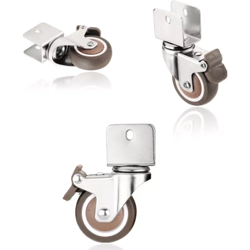 Комплект мебельных колес Emmet со стопором / п-образная пята 17мм в комплекте 4 шт коричневый