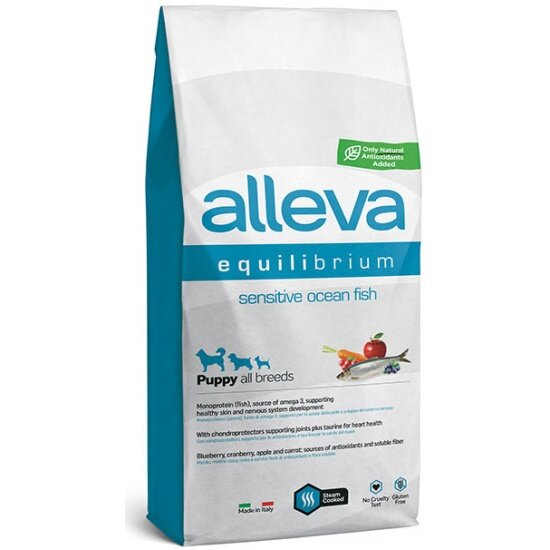 Корм сухой Alleva Equilibrium Sensitive Puppy All Breeds для щенков всех пород с океанической рыбой, 5 кг