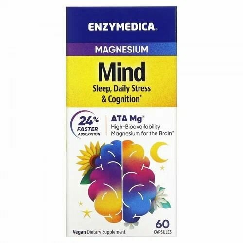 Enzymedica, Магний, Magnesium Mind 350 mg, 60 капсул — фото 1