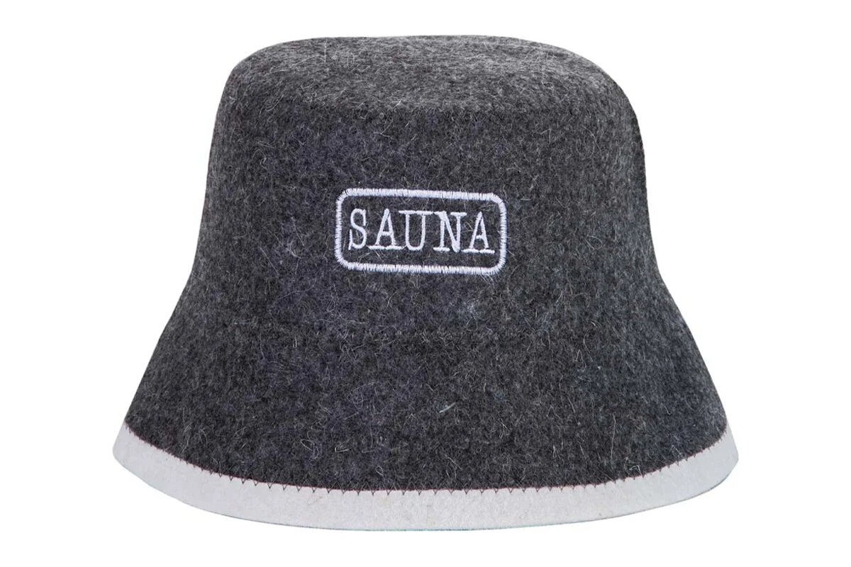 ГлавБаня Шапка банная "Панама" с вышивкой, войлок серый Б4540