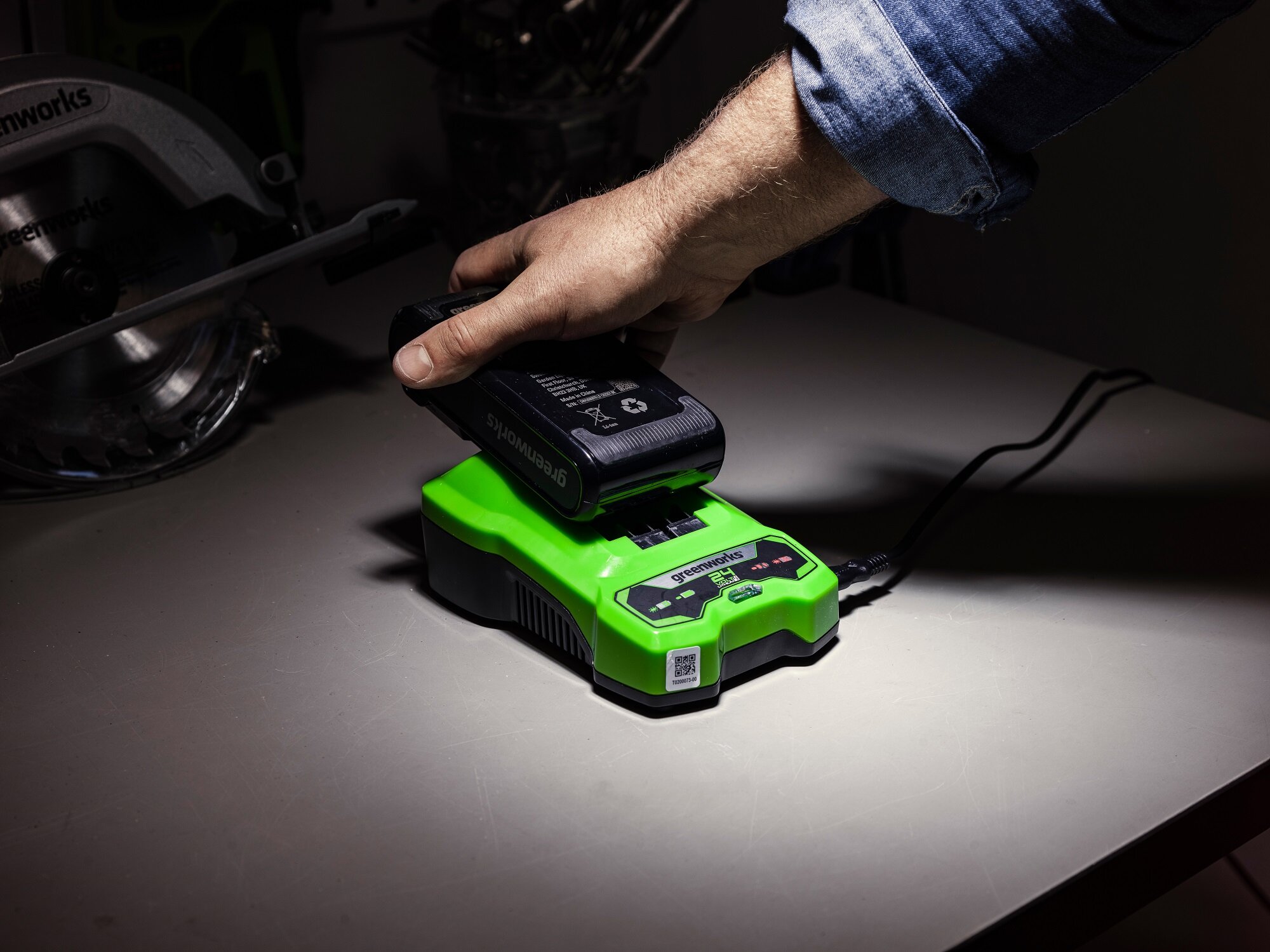 Аккумулятор Greenworks Арт. 2940407, 24V, 4Ач, с двумя USB-C разъемами — фото 1