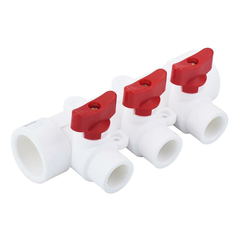 Коллектор PPR 32х20/4 с красн. шаровым краном бел RTP 28206 (1 шт.)