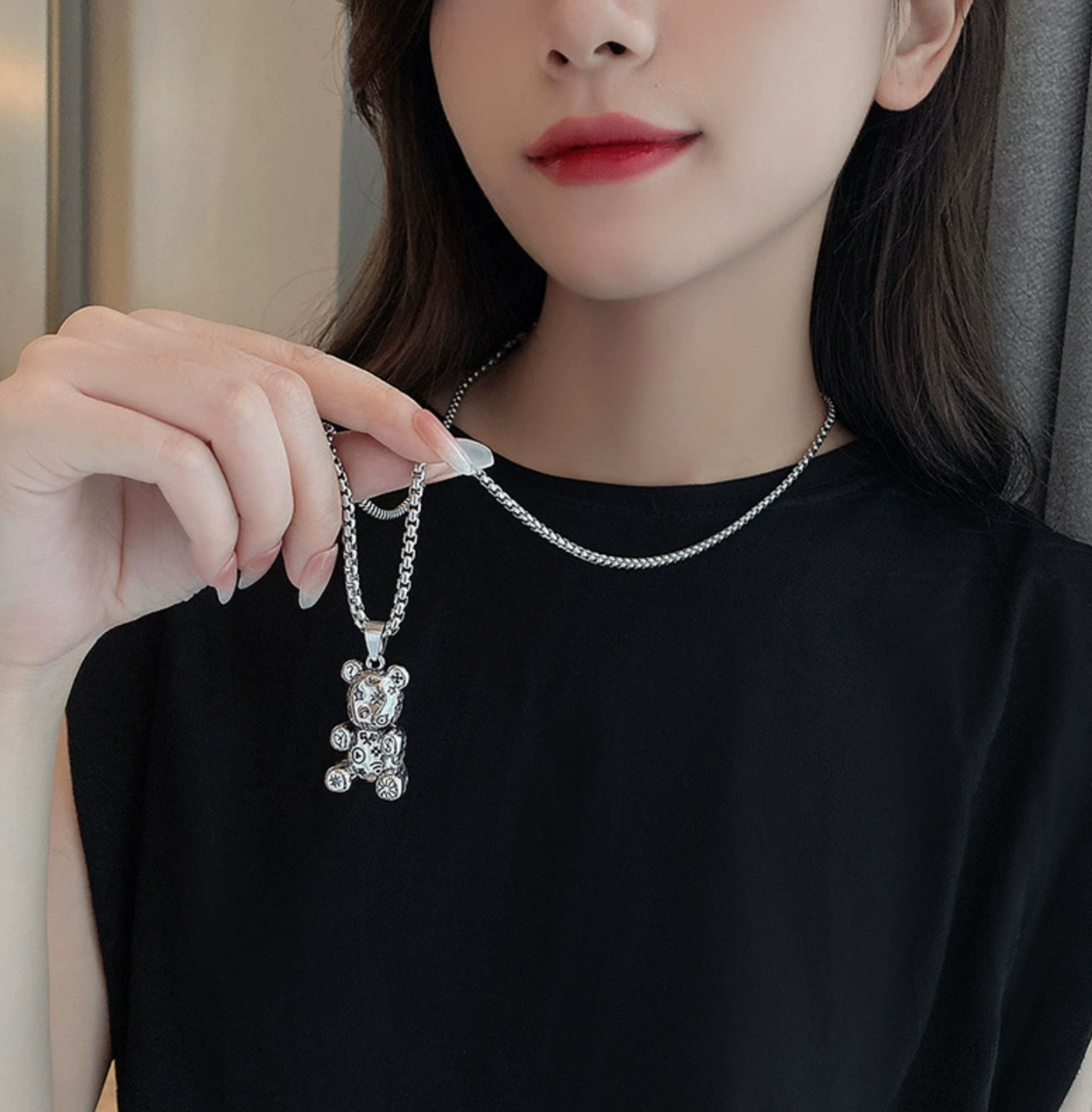 Колье, 2 шт., длина 69.5 см, серебристый металлик — фото 1