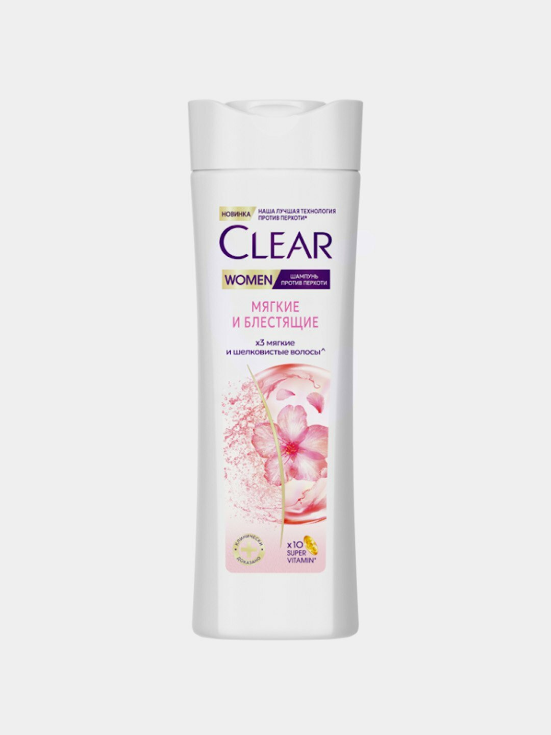 Шампунь против перхоти Clear Women Soft & Shiny, кератин, 380мл — фото 1
