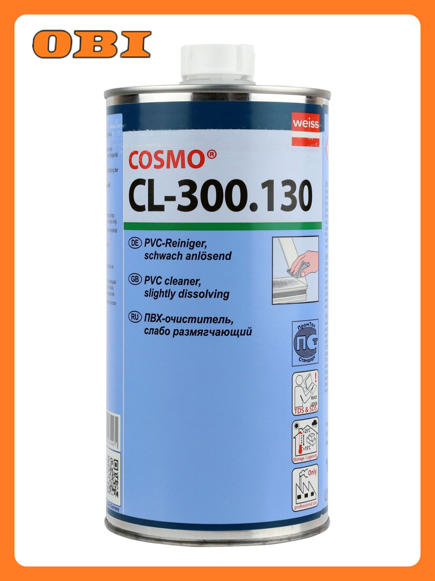 Очиститель Weiss Cosmo CL-300.130 для ПВХ антистатический быстросохнущий 1л