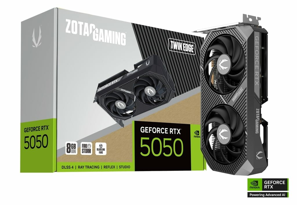 Видеокарта Zotac GeForce RTX5050, 8ГБ, DDR6, 128-bit, HDMI, 3-DP — фото 1