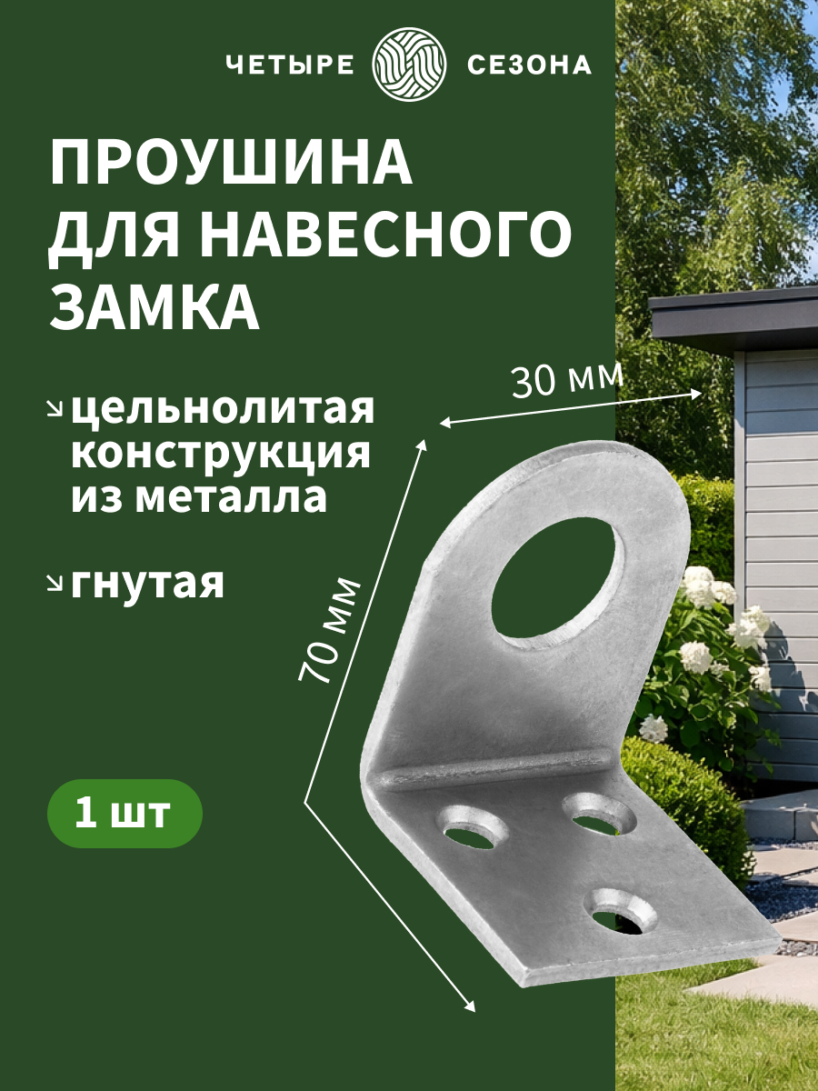 Проушина дверная Четыре сезона / накладка петля для навесного замка изогнутая 30х70