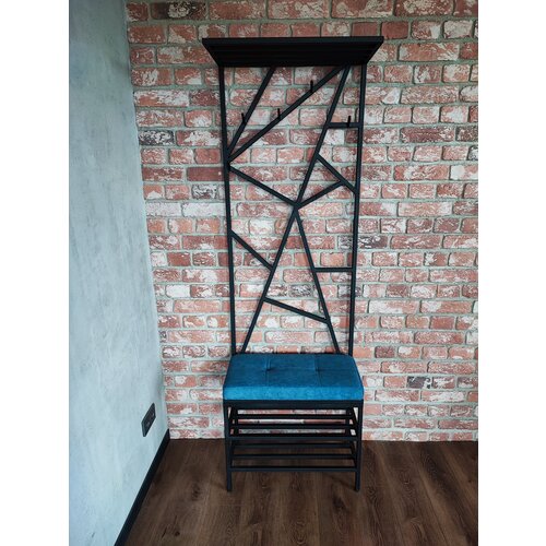 Прихожая из натурального дерева с мягкой верхней сидушкой в стиле Лофт Набор мебели для прихожей 36*65*200(В) см