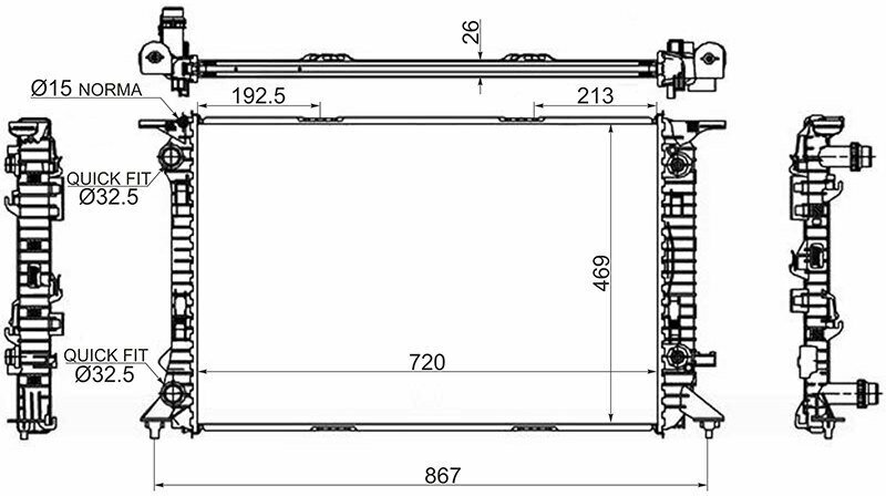 Радиатор охлаждения A4 1.8T 2.0T 2.0TD 07- A5 1.8T 2.0TD A6 2.0T 2.0TD 11- Q5 2.0T 2.0TD 08- (