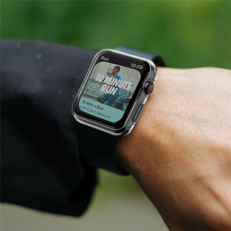Силиконовый защитный чехол (кейс) Apple Watch Series 1 2 3 (Эпл Вотч) 42 для экрана/дисплея и корпуса противоударный бампер мягкий прозрачный